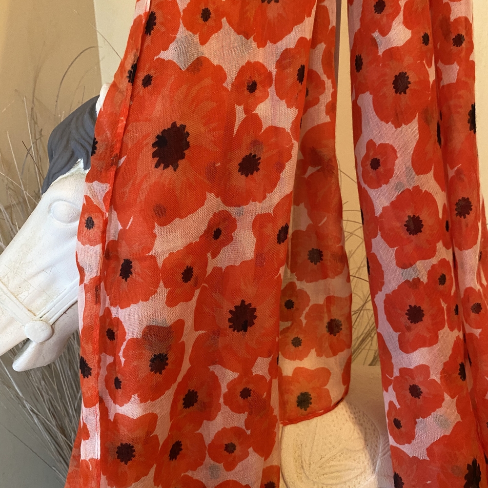Floral Red and Black Scarf
